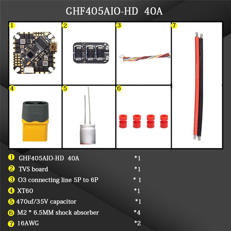 F405 Flight Controller - ABTI-GHF405AIO-HD 40A ชุดควบคุมการบินแบบครบวงจร (AIO) F405 F4