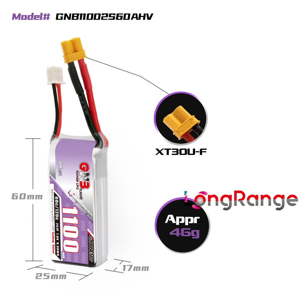 GNB 1100mAh 2S 3S 4S 6S 60C/12 - Lipo Battery 6S บทวิจารณ์และราคา