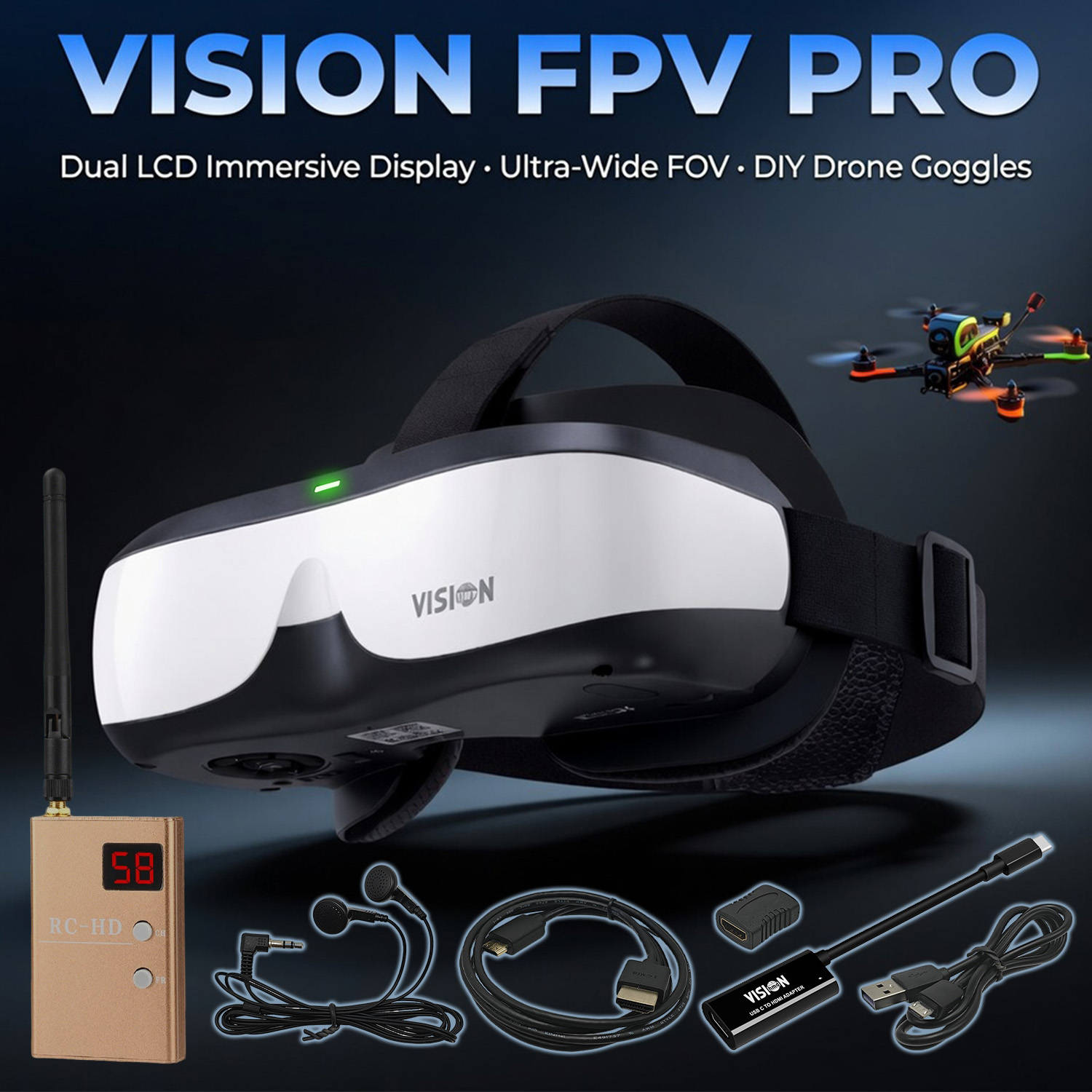 แว่นตา FPV, จอแสดงผลแบบติดศีรษ - Drone Goggles Dji บทวิจารณ์และราคา